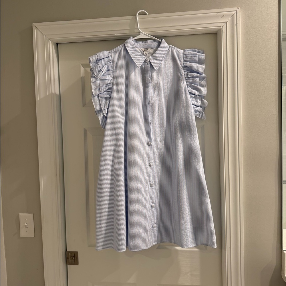 Crown & Ivy Light Blue Striped Mini Dress